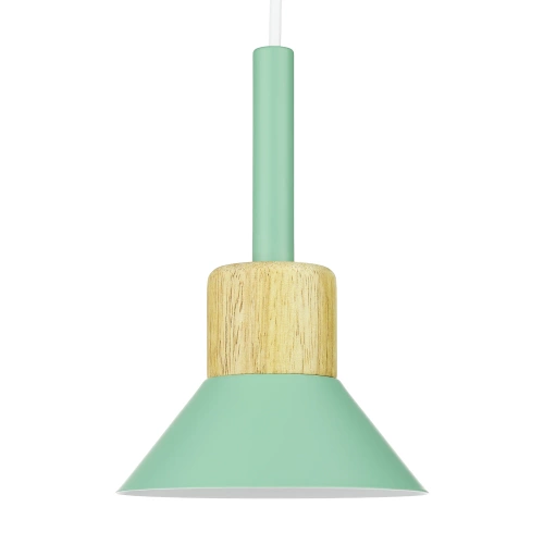 Lampa wisząca z zielonym kloszem i drewnem | Minimalistyczna  lampa w stylu skandynawskim  z oprawą E27 |  YG-XD002B-G