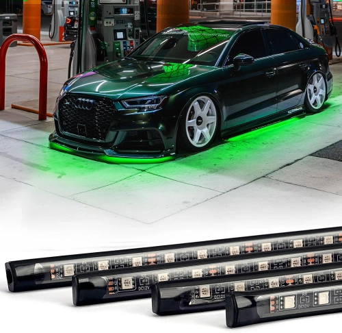 Podświetlenie podwozia LED | Elastyczne taśmy RGB | Bluetooth z aplikacja na telefonie | Długość pasków: 90cm x 2 i 120cm x 2
