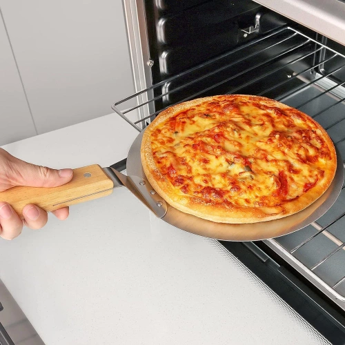 Stalowa łopatka do pizzy | Szufla do chleba, wypieków | Okrągła łopatka do pieca | MD-120-SILVER