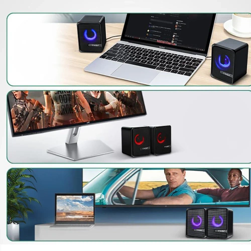 Głośniki komputerowe gamingowe stereo | 6 W | USB, 3,5 mm | T-Wolf S3 RGB | S2