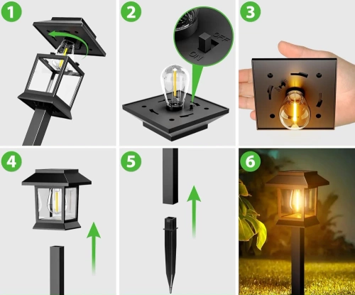 Ogrodowa lampka solarna LED | Wbiajny słupek | HK-115B