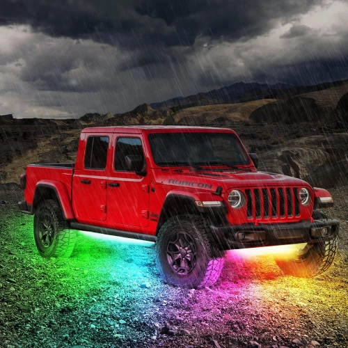 Podświetlenie podwozia LED | Elastyczne taśmy RGB | Bluetooth z aplikacja na telefonie | Długość pasków: 90cm x 2 i 120cm x 2