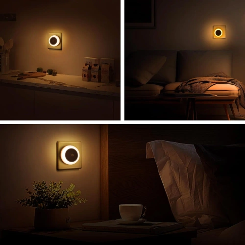 Inteligentna lampka nocna LED z czujnikiem zmierzchu | Lampka nocna do kontaktu  z ciepłym światłem | JL-510