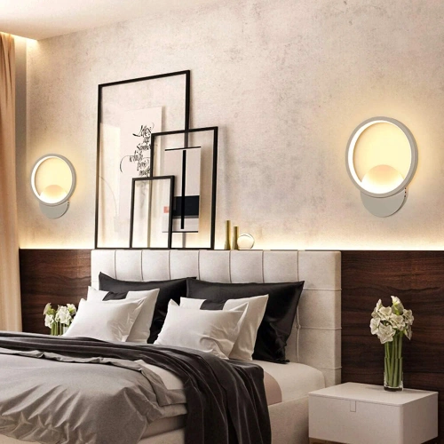 Okrągły kinkiet LED | Minimalistyczna, metalowa lampa ścienna 14W | YG-W005-W