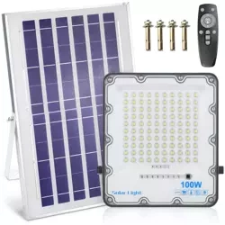 Zestaw Naświetlacz LED 100W + Panel solarny 6V/8W z pilotem | 2500lm, 6000mAh, IP66