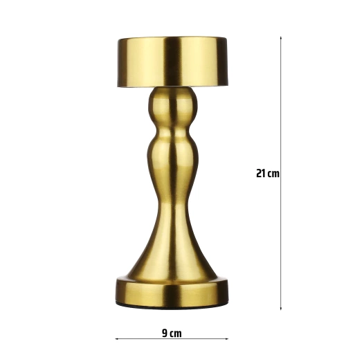 Lampa stołowa z wbudowanym akumulatorem | Lampa nocna z trzema barwami świecenia | Nastrojowa lampka do hotelu, restauracji | HJA10-A-GOLD