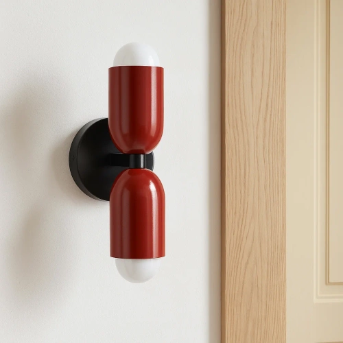 Stylowa lampa ścienna LED E27 | Designerski kinkiet do salonu lub sypialni | YG-W008-R+R