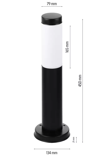 Lampa ogrodowa stojąca, słupek okrągły na żarówkę E27 | Zasilanie 230V, stal nierdzewna | Czarny mat, 45cm | LLR-45CM