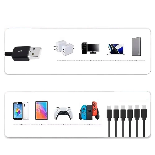 Kabel 1,5m USB 6w1 | Wielofunkcyjny kabel funkcją transferu danych | USB-TPC-6in1-150CM