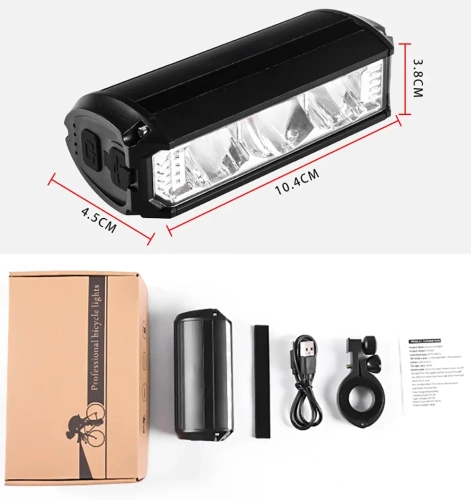 Mocna lampka rowerowa przód LED 1200 lm | Wododporny reflektor rowerowy  z akumulatorem USB | Oświetlenie rowerowe 3 tryby  pracy | IPX5 EOS630
