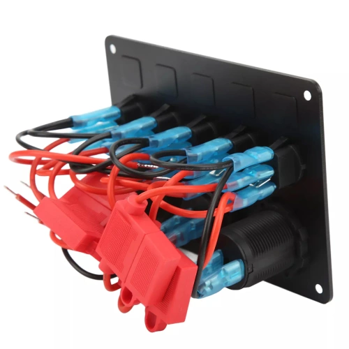 Panel sterujący 12V 24V IP65 z USB | Panel sterowania z podświetlanymi przełącznikami | Podwójna ładowarka USB 2.1 A / 5 V | Gniazdo zapalniczki 12V 