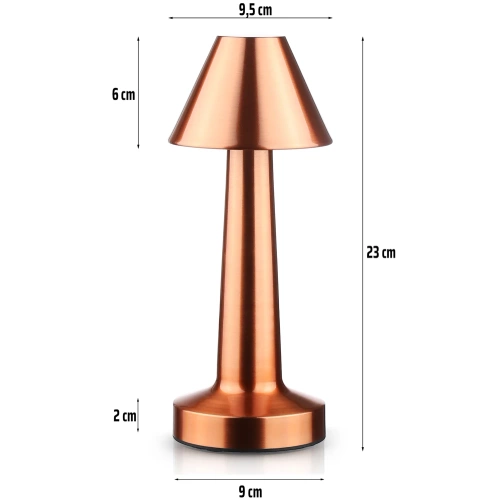 Bezprzewodowa lampka stołowa | Dotykowa lampka nocna z regulowaną barwą światła | Lampka USB | HJA12-COPPER