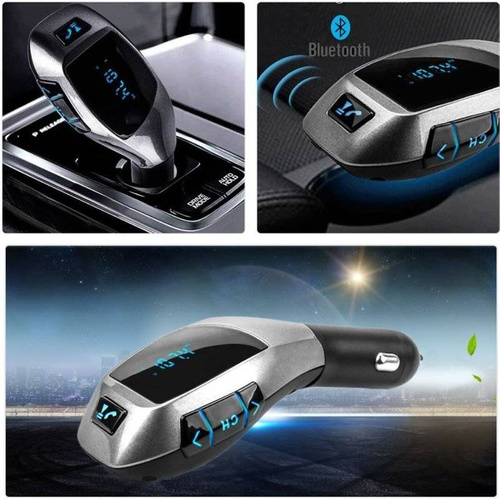Bluetooth | Transmiter samochodowy FM z wyświetlaczem LED | Ładowarka USB | Zestaw głośnomówiący | X5