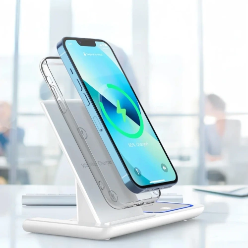 Składana ładowarka bezprzewodowa | Stacja dokująca do iPhone. Apple Watch i AirPods | MD-DK15-15W-W