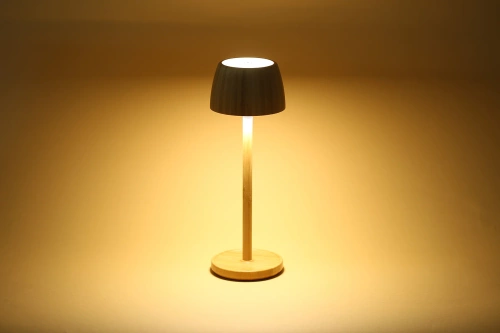 Bambusowa lampka stołowa LED  z dotykową regulacją barwy | Bezprzewodowa lampka nocna w wbudowanym akumulatorem 1500 mAh, USB-C | YG-VM41D