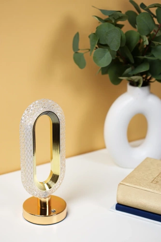 Nowoczesna lampka stołowa | Lampka LED z wbudowanym akumulatorem | Lampka nocna z dotykowym sterowaniem | FWD-C26-GOLD