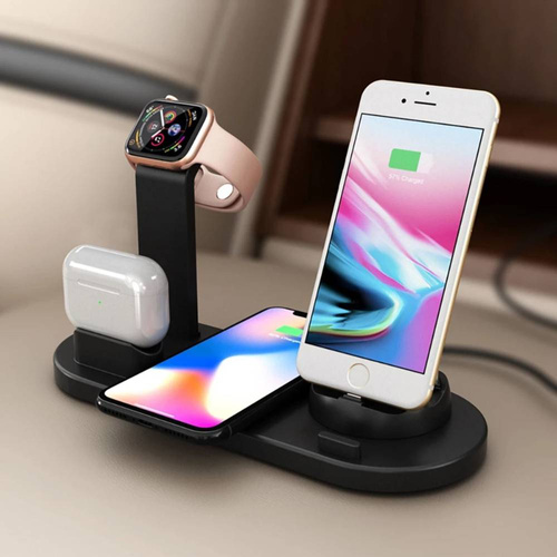 Stacja dokująca QI do Apple iPhone Airpods Watch | ładowarka bezprzewodowa 15W | 3 wtyczki - USB-C / Lightning / Micro USB | WD-02