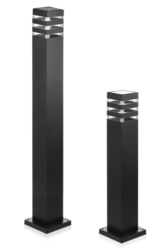 Lampa ogrodowa stojąca, słupek kwadratowy aluminiowy, czarny mat 60cm | Zasilanie 230V, gniazdo E27 | LLS-60CM