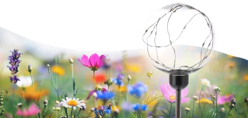 Ogrodowa lampa solarna LED Kula | 66 cm, 600 mAh | FLD-29-W