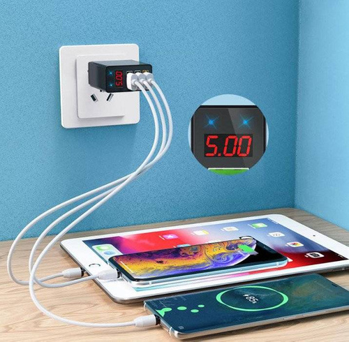 Szybka ładowarka 3x USB z wyświetlaczem LED | Szybkie ładowanie Quick Charge 3.0 | CA-006