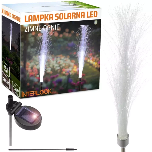 Kwiatek solarny | Ogrodowa lampa solarna LED Zimne ognie | 90 cm, 600 mAh | FLD-45-WHITE