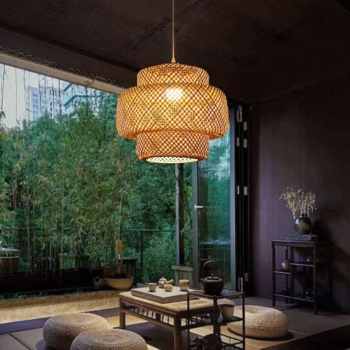 Ręcznie robiona lampa bambusowa wisząca | BOHO | Chiński żyrandol