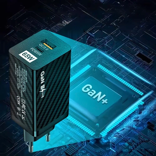 GAN | Szybka ładowarka sieciowa 65W z portami USB i USB-C PD 3.0 