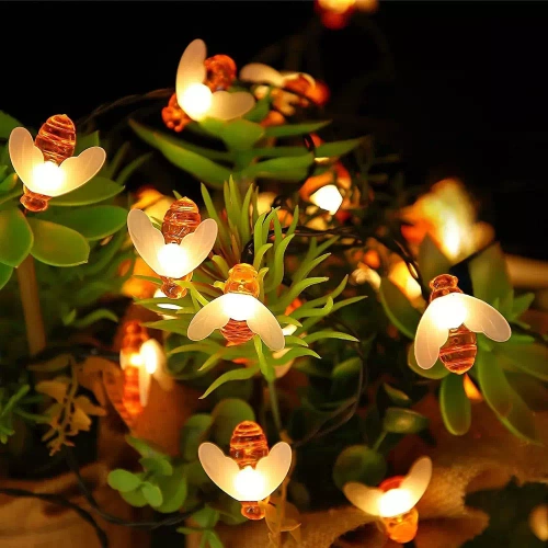 Girlanda solarna LED Pszczoły 20 LED lampa ogrodowa wbijana 5m | BEE-20LED-5M