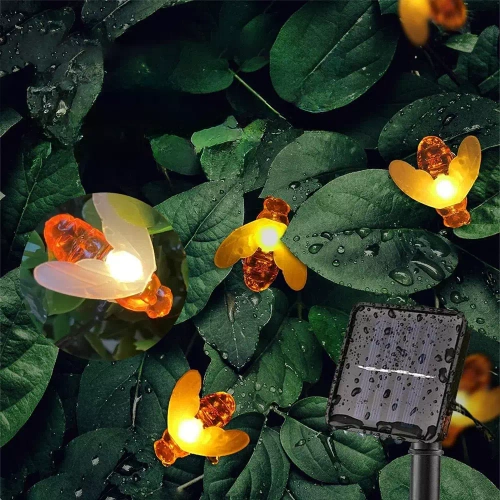 Girlanda solarna LED Pszczoły 20 LED lampa ogrodowa wbijana 5m | BEE-20LED-5M