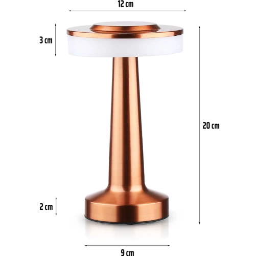 Bezprzewodowa lampka stołowa | Dotykowa lampka nocna z regulowaną barwą światła | Lampka USB | HJA14-COPPER