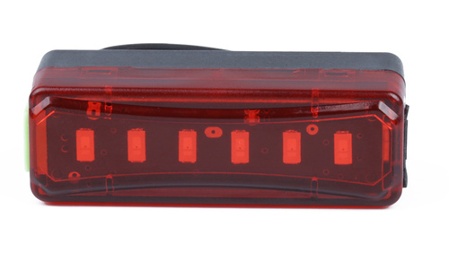Tylna lampka rowerowa LED | 6 diod, 4 tryby świecenia, 300lm, wbudowany akumulator | BL069