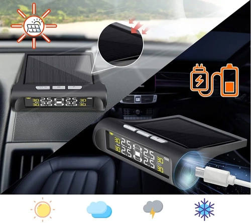 Bezprzewodowy system TPMS | 4 czujniki ciśnienia powietrza w oponach oraz temperatury opon | T1W-AA