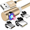 3w1 1M | Kątowy kabel magnetyczny | 3 końcówki - Micro, Type-C i Lightning | Quick Charge 3.0 | AM51