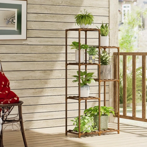 Drewniany kwietnik na doniczki | Stojak na rośliny | Regał na kwiaty | NZ238-BAMBOO