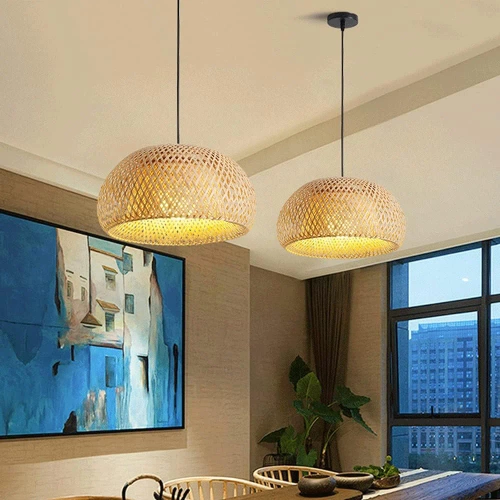 Naturalna lampa bambusowa | BOHO Pleciona | 60cm