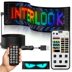 Programowalna tablica LED „Devil Eyes” 92 x 374 mm| Panel LED RGB do auta i ciężarówki | Personalizowane napisy i animacje | HRP-1664