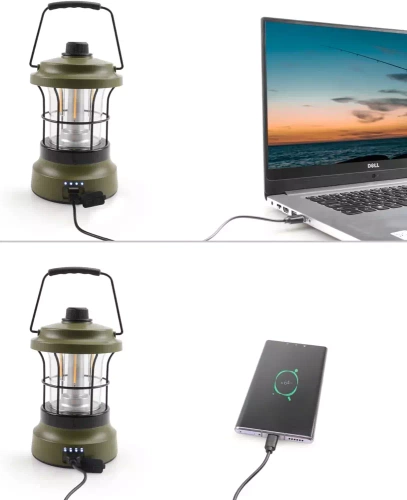 Lampka kempingowa LED w stylu retro z funkcją powerbanka | Płynna regulacja jasności i barwy | 3000mAh, 20-260lm, 5-120h, IPX6 | Czarna | MY-880