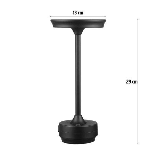 Lampa stołowa z wbudowanym akumulatorem | Lampa nocna z trzema barwami świecenia | Nastrojowa lampka do hotelu, restauracji | HJA30-BLACK