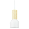 Lampa wisząca biała z drewnianym elementem | Minimalistyczna lampa w stylu skandynawskim z oprawą sufitowa E27 do salonu, sypialni | YG-XD002C-W