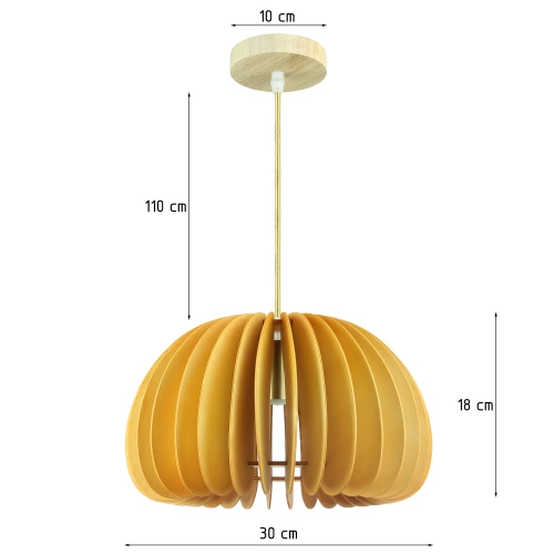 Drewniana lampa wisząca boho | Naturalna lampa sufitowa E27 | Dekoracyjny klosz z drewna | Styl skandynawski | YG-XD004-WOOD