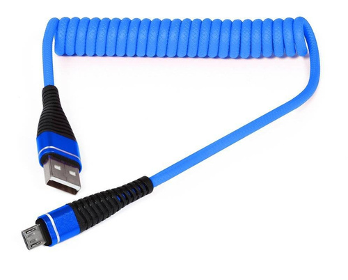Micro USB 1M | Spiralny kabel USB do ładowania telefonu | Quick Charge 3.0 2.4A | AM32