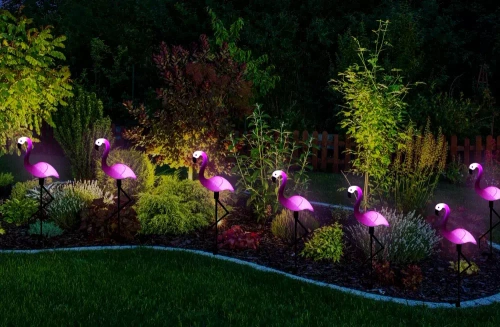 Ogrodowa lampka solarna LED Flamingi 3sz | 51cm, 600mAh | BRD-3IN1