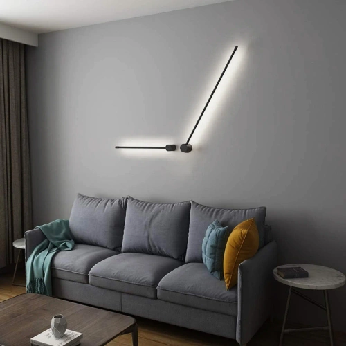 Nowoczesny kinkiet LED | 60cm 10W | Czarna, obrotowa lampa ścienna z regulacją | Lampa LED o barwie 4000K | YG-W002