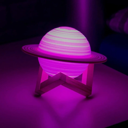 Lampka stołowa w kształcie Saturna | Lampka nocna z pilotem RGB | Lampka dziecięca zmieniająca kolor | XK-D13