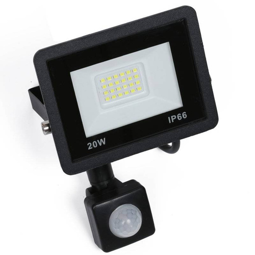 Naświetlacz LED 20W z czujnikiem ruchu i zmierzchu | 1900 lm | 220V | BLS-20W-Black
