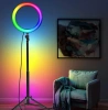 Zestaw lampa LED RGB 26 cm ze statywem 210 cm i pilotem | Lampa pierścieniowa do makijażu i nagrań wideo | SENY-RGB-26CM