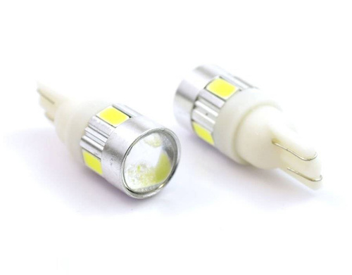 Żarówka samochodowa LED W5W T10 6 SMD 5630 z soczewką