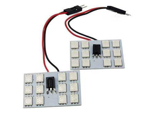 Zestaw paneli LED RGB | 2 panele LED 12 SMD 5050 RGB | Pilot do zdalnego sterowania kolorami | Adaptery C5W i W5W
