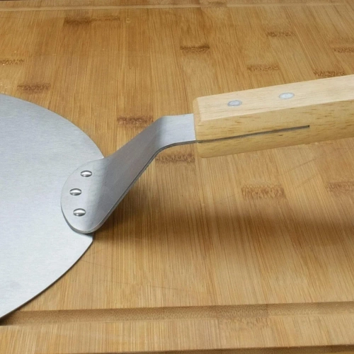 Stalowa łopatka do pizzy | Szufla do chleba, wypieków | Okrągła łopatka do pieca | MD-120-SILVER