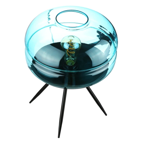 Stylowa lampka nocna z szklanym kloszem | Nowoczesna szklana lampka stołowa | BH-233-BLUE